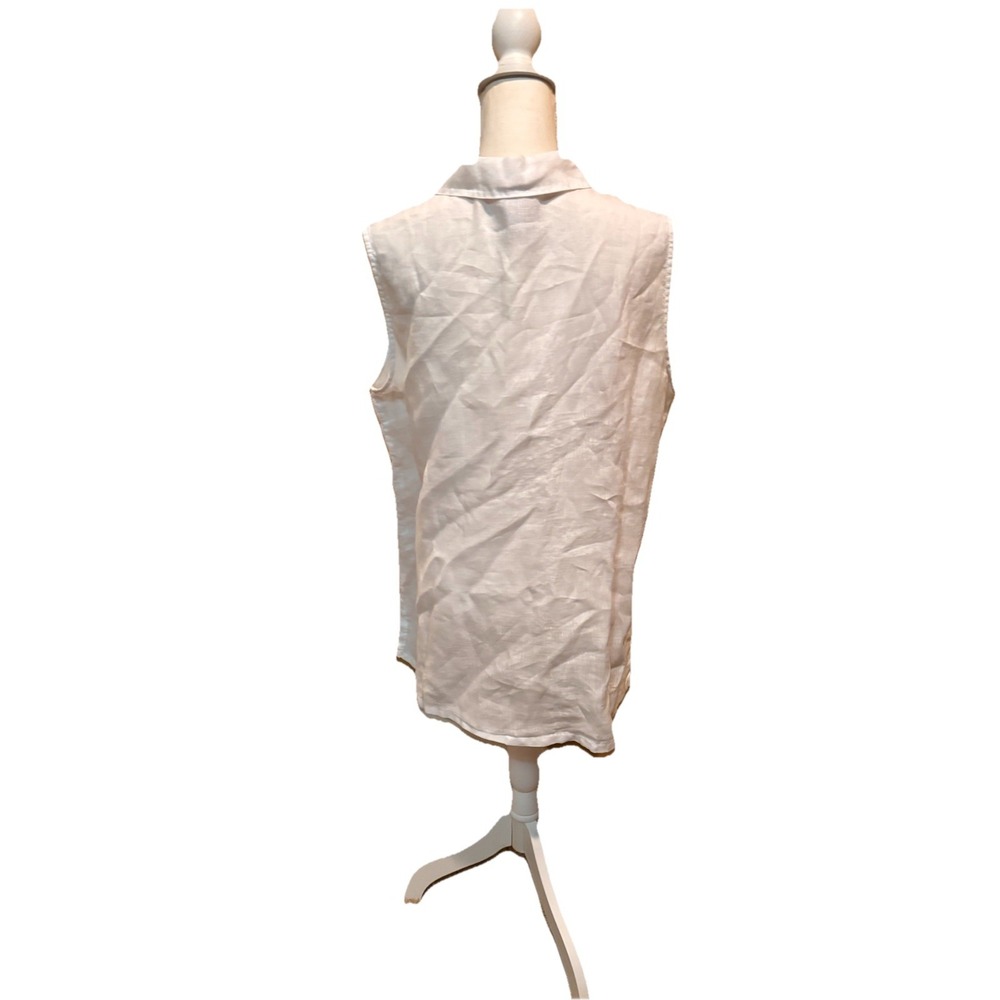Match Point USA 100% Linen Sleeveless Button Front Tunic Top White Size XL - Picture 2 of 4